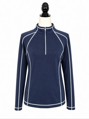 Sunice Women's Navy Maddy Thermal Scuba Knit Quarter Zip Sz M Athleisure Golf